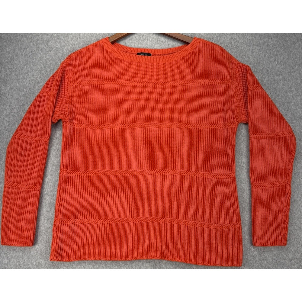 Talbots Orange Textured Knit Sweater S Pima Cotton‎ Boxy Casual Spring Timeless